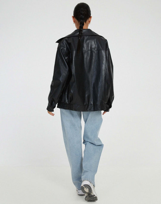 EB | Übergroße Damen Kunstlederjacke