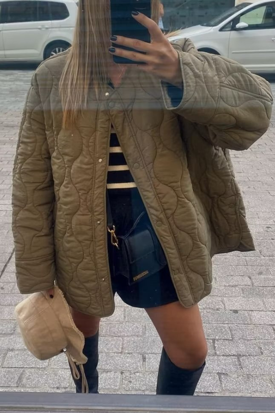 EB | Farbe Lockere Runde Hals Gepolsterte Jacke