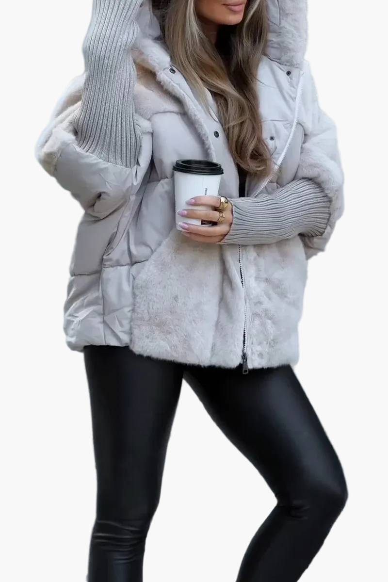 EB | Winterjacke mit Kapuze - Modische Teddy-Steppjacke für Outdoor und Alltag