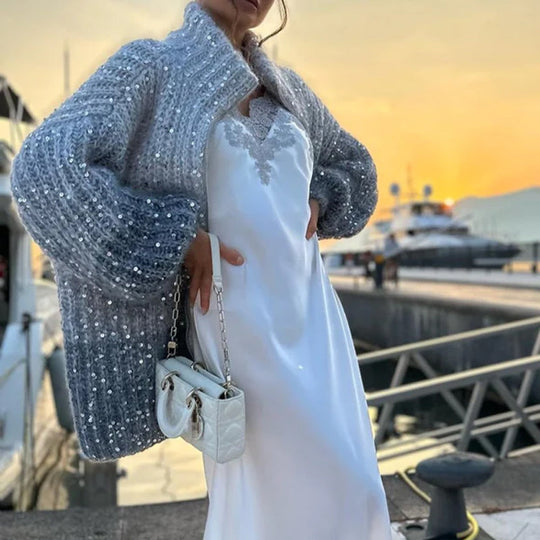 EB | Strickjacke mit Glitzerpailletten