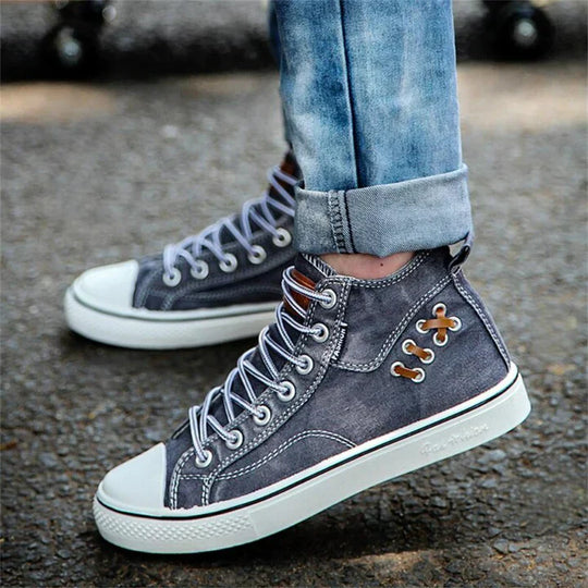 Freizeitschuhe aus Denim mit Schnürung EB