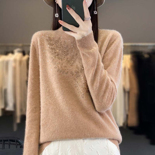 EB | Strickpullover Mit Zartem Blättermuster