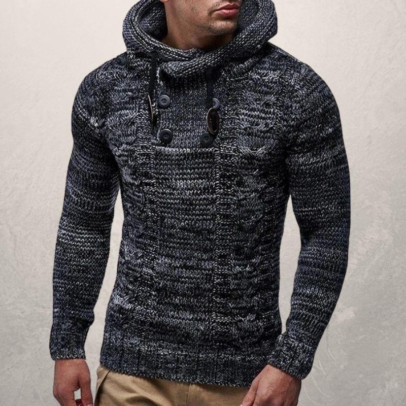 EB | Wool Kabelstrick Kapuzenpullover Slim Passform Pullover
