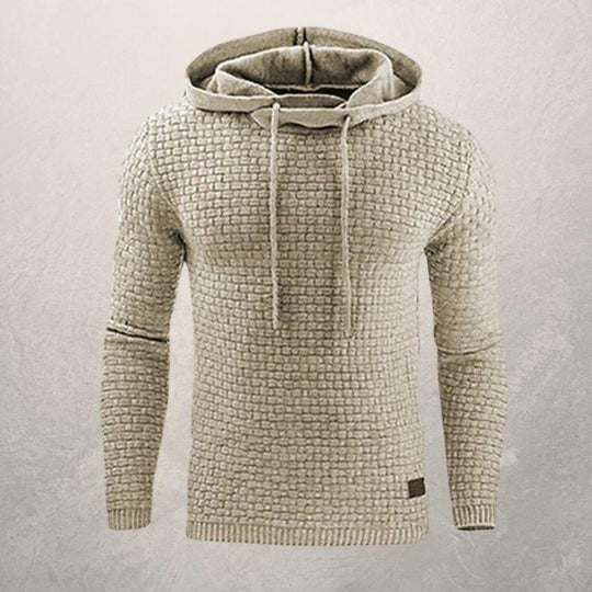 EB | Kapuzenpullover Slim Passform Weiches Strickmaterial Karomuster Lange Ärmel