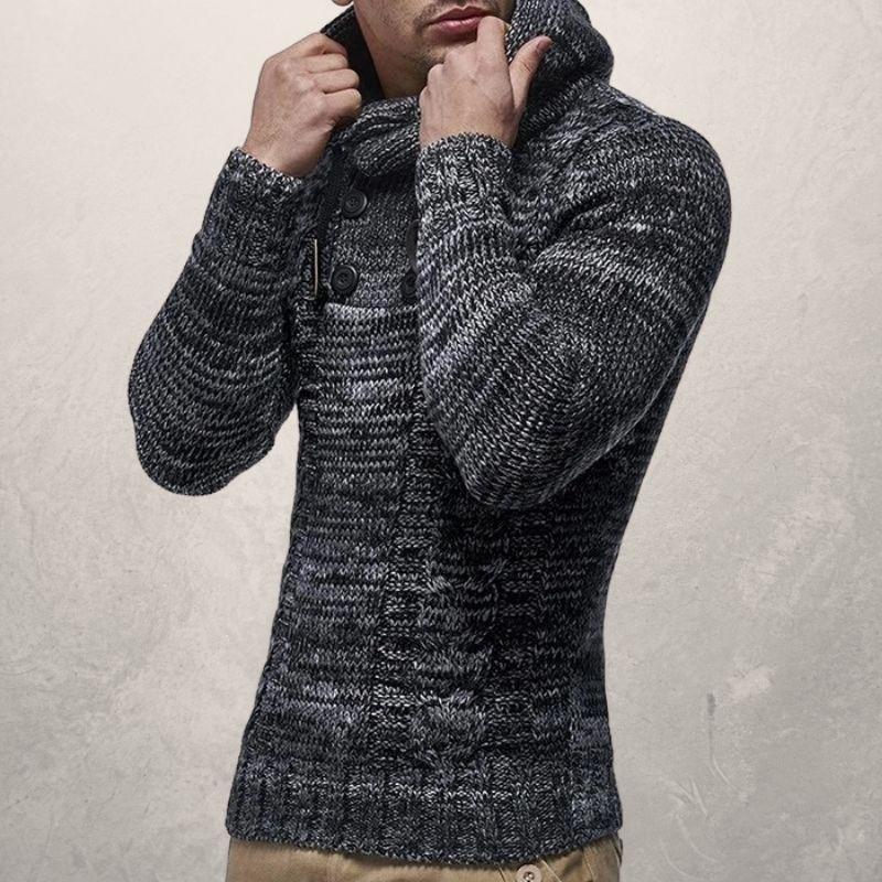 EB | Wool Kabelstrick Kapuzenpullover Slim Passform Pullover