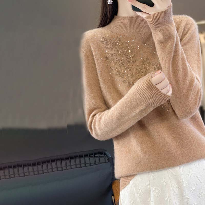EB | Strickpullover Mit Zartem Blättermuster