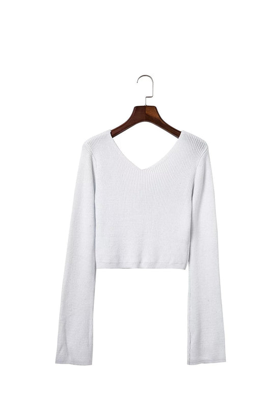 Damen Cropped Strickpullover mit asymmetrischem Design und figurbetonter Bleistiftrock EB
