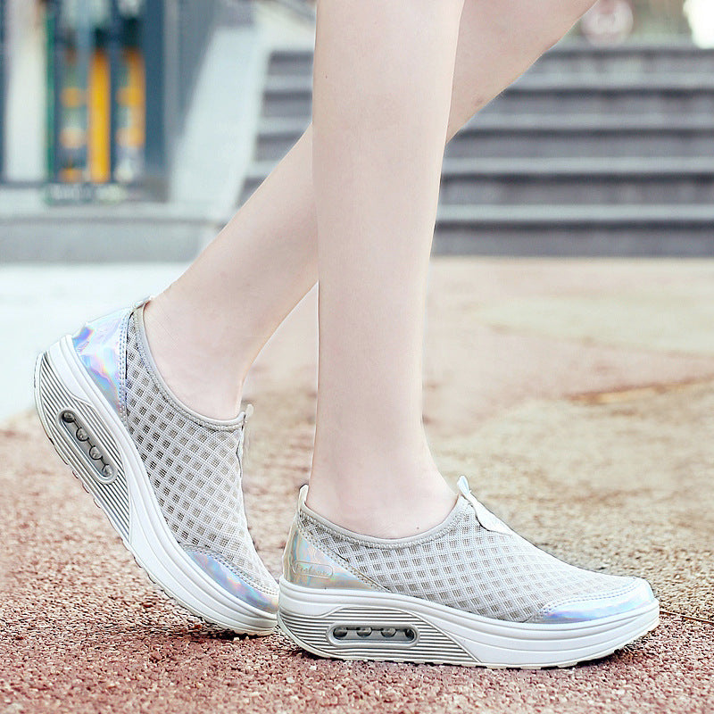 Damen bequeme Slip-On Sneakers mit atmungsaktivem Mesh-Obermaterial und innovativer Dämpfung EB