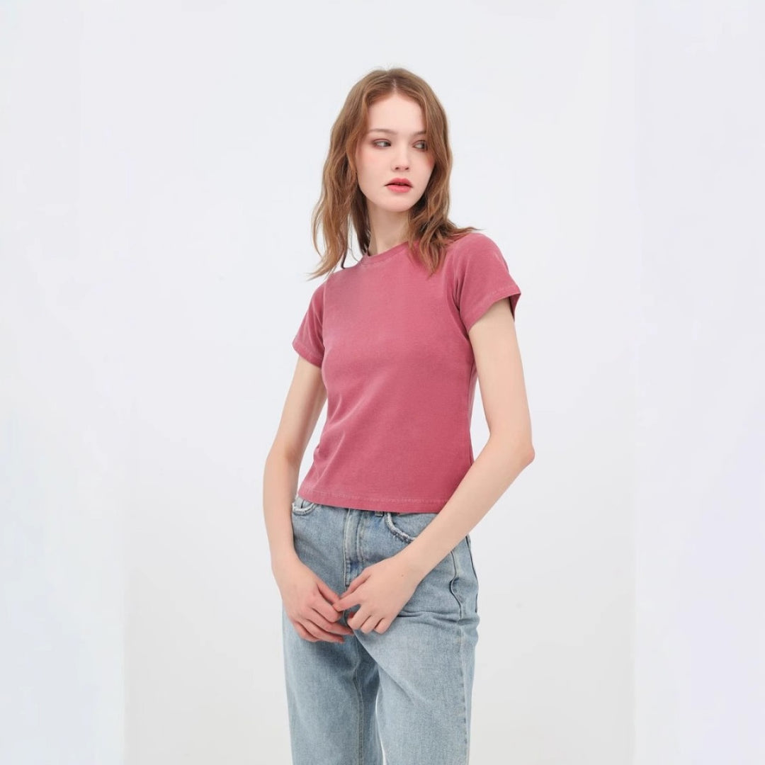 EB | Schillerndes altes kurzes T-Shirt mit Färbung