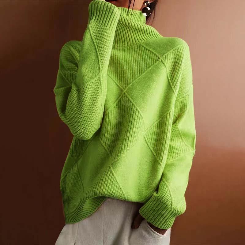 EB | Einfarbiger Klassischer Strickpullover Für Damen