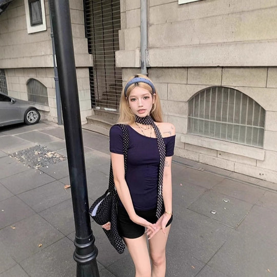 EB | Schräge Schulter Off-Shoulder Kurzarm