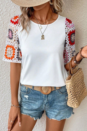 EB | Florales Häkel-T-Shirt für Damen Leicht & Luftig