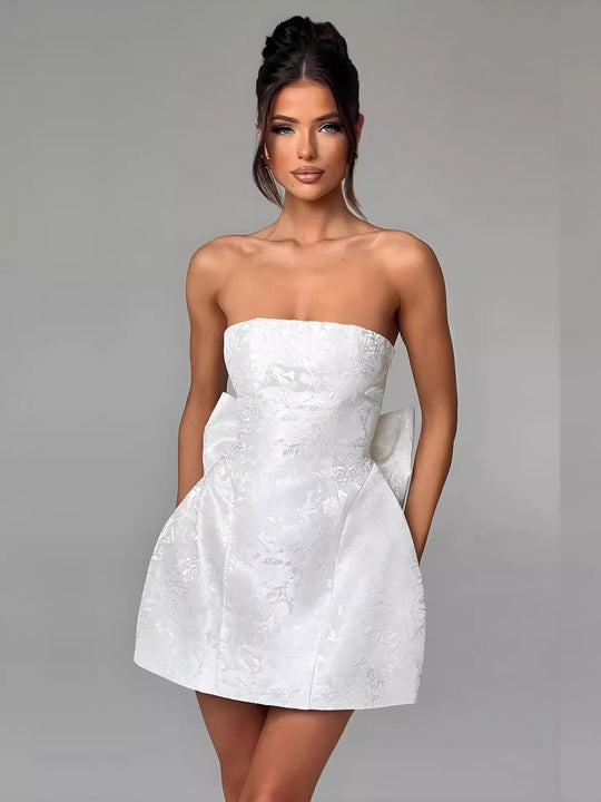 EB | Temperament sexy Jacquard Tube Top Schleife Kleid