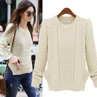 Damen Grobstrickpullover mit strukturiertem Muster und lässigem Schnitt EB