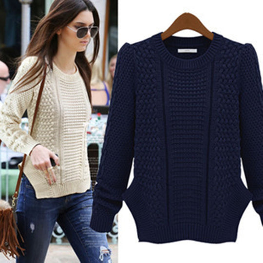 Damen Grobstrickpullover mit strukturiertem Muster und lässigem Schnitt EB