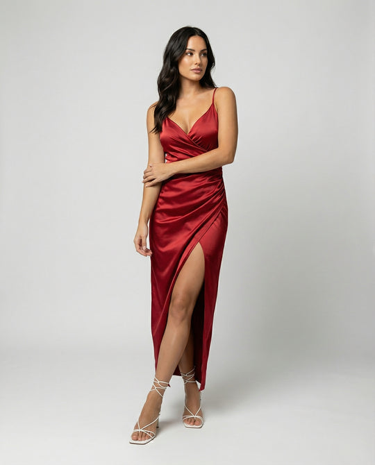 Damen Maxikleid mit tiefem Schlitz
