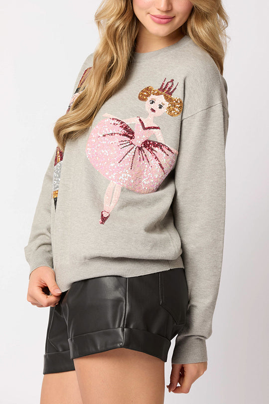 EB | Weihnachtssoldat Pailletten Mode Lässiger Sweatshirt