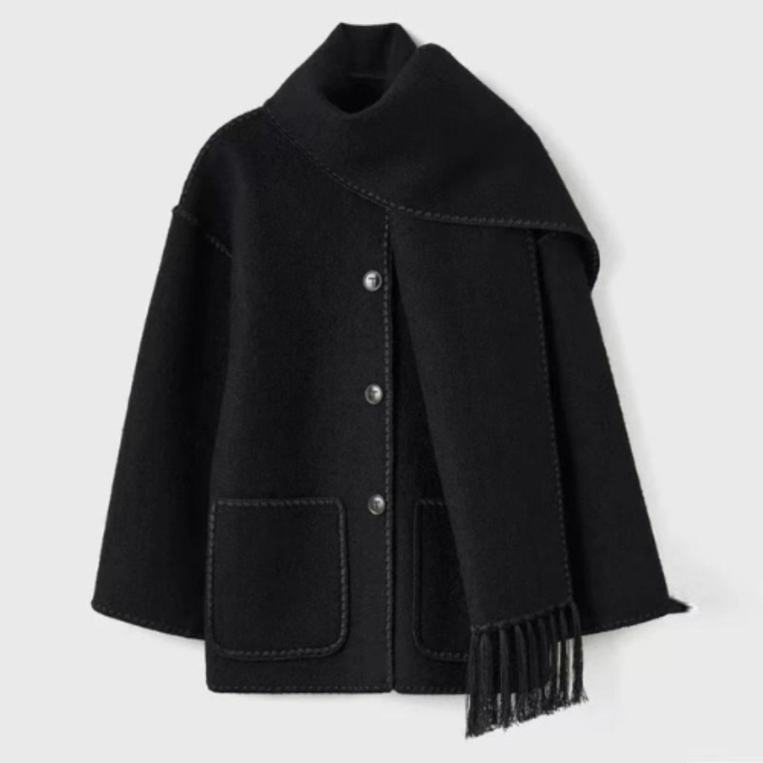 EB | Damen Warmer Lockerer Wickelkragen Mantel Winter