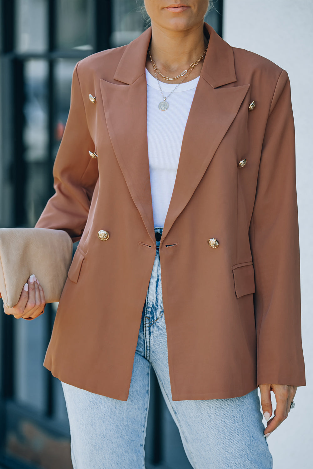 EB | Doppelreiher-Reverskragen Langarm Blazer