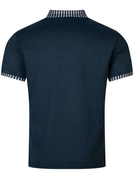 EB | Tasche Knopf Revers gestreiftes Farbschema T-Shirt