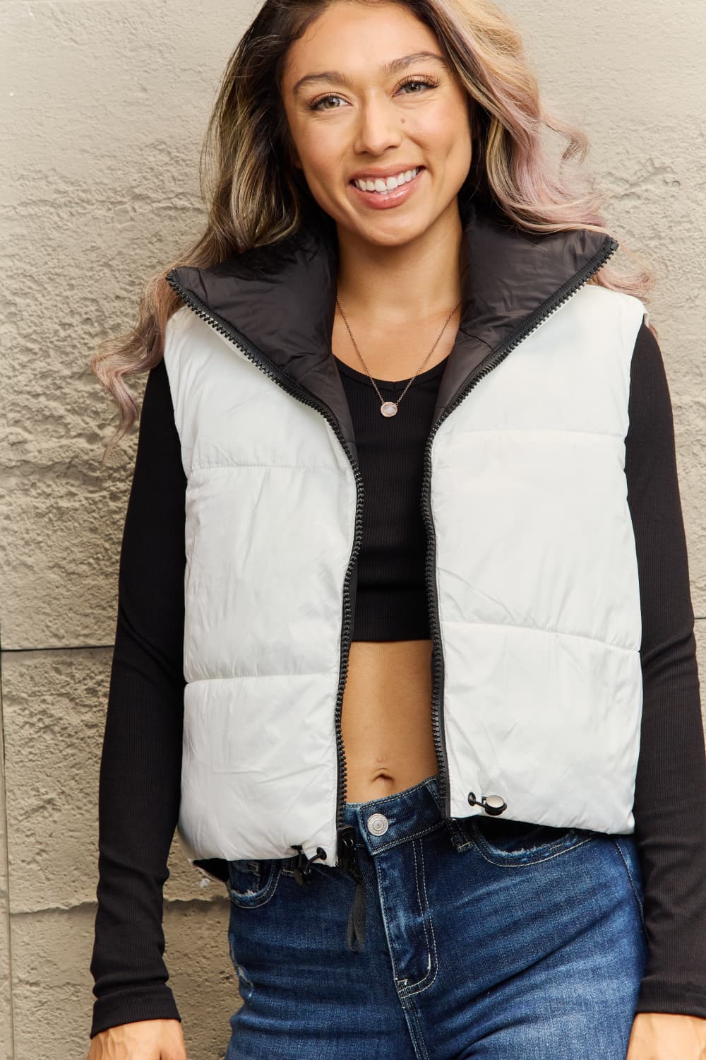 EB | Zip-Up Drawstring Puffer Weste