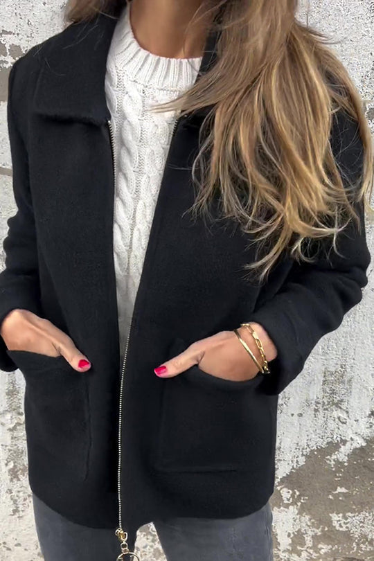 EB | Farbe Revers Reißverschluss Tasche Freizeitjacke