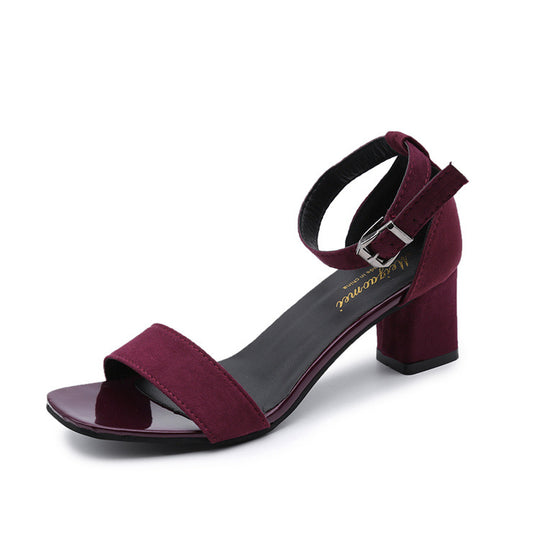 Damen eleganter Riemchen-Sandaletten mit robustem Blockabsatz und verstellbarem Fesselriemen EB