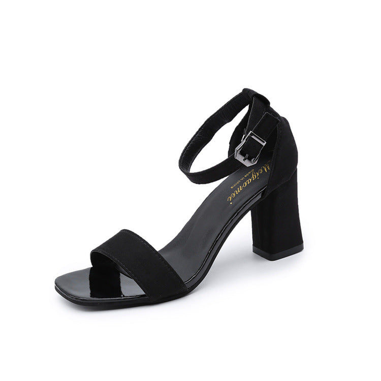 Damen eleganter Riemchen-Sandaletten mit robustem Blockabsatz und verstellbarem Fesselriemen EB