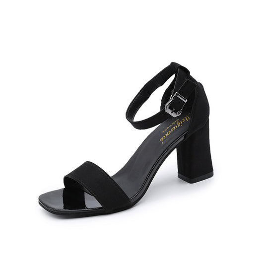 Damen eleganter Riemchen-Sandaletten mit robustem Blockabsatz und verstellbarem Fesselriemen EB