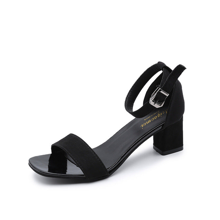Damen eleganter Riemchen-Sandaletten mit robustem Blockabsatz und verstellbarem Fesselriemen EB