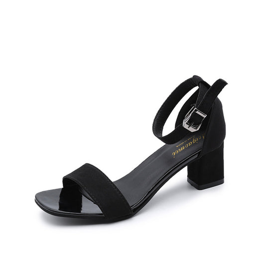 Damen eleganter Riemchen-Sandaletten mit robustem Blockabsatz und verstellbarem Fesselriemen EB