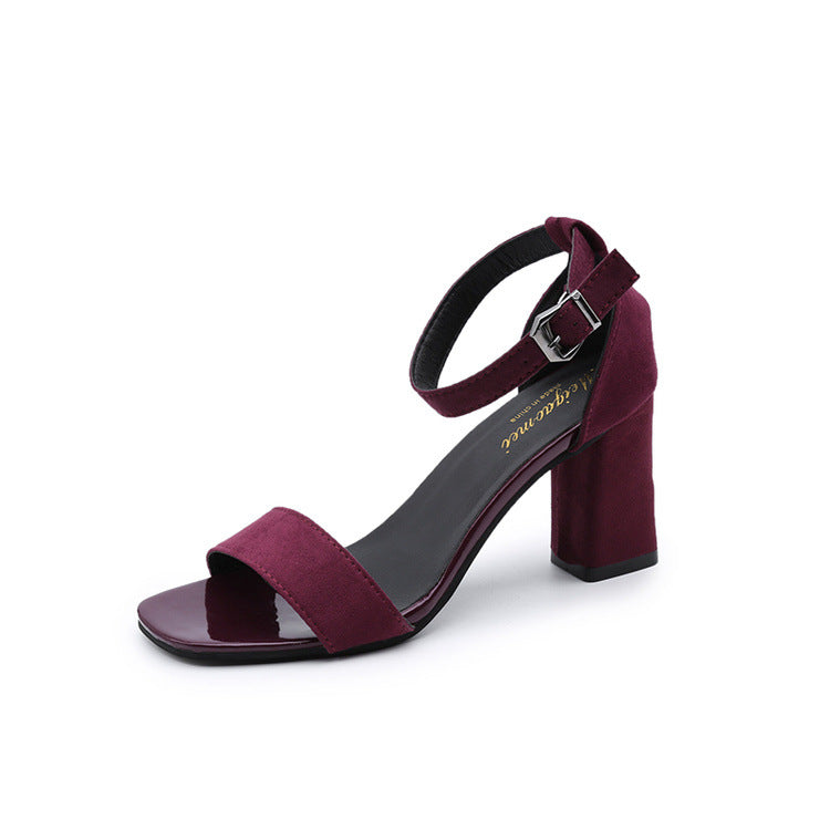 Damen eleganter Riemchen-Sandaletten mit robustem Blockabsatz und verstellbarem Fesselriemen EB