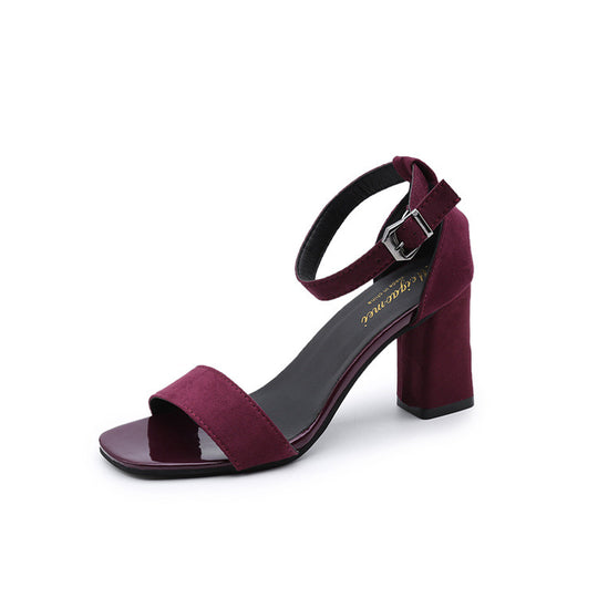 Damen eleganter Riemchen-Sandaletten mit robustem Blockabsatz und verstellbarem Fesselriemen EB