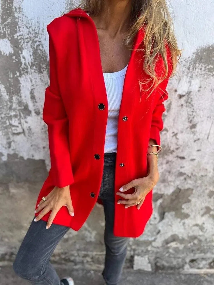EB | Lässiger einreihiger Cardigan mit Kapuze