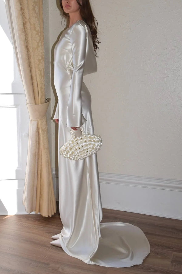 EB | Pearl Eden Satin Rückwärtig Offene Cowl Neck Gown Maxi Kleid