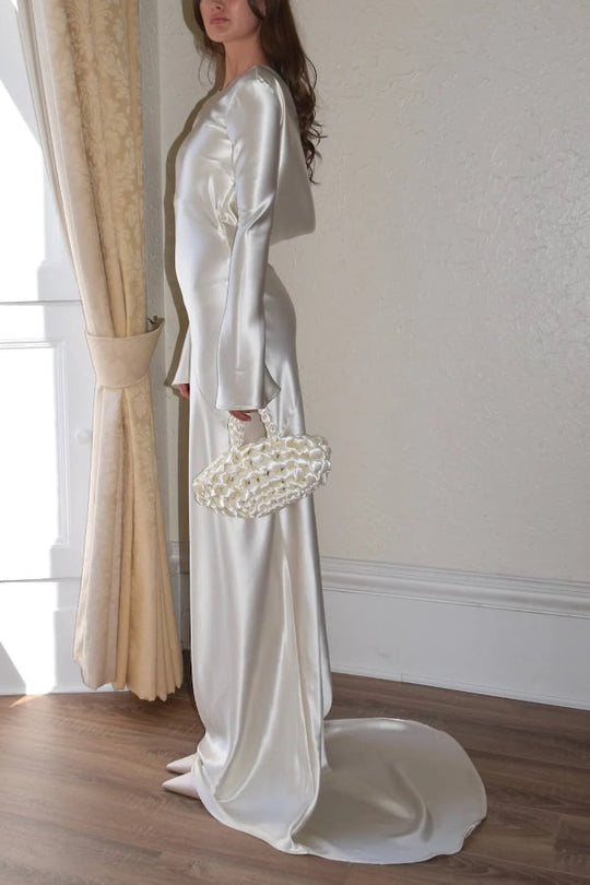 EB | Pearl Eden Satin Rückwärtig Offene Cowl Neck Gown Maxi Kleid