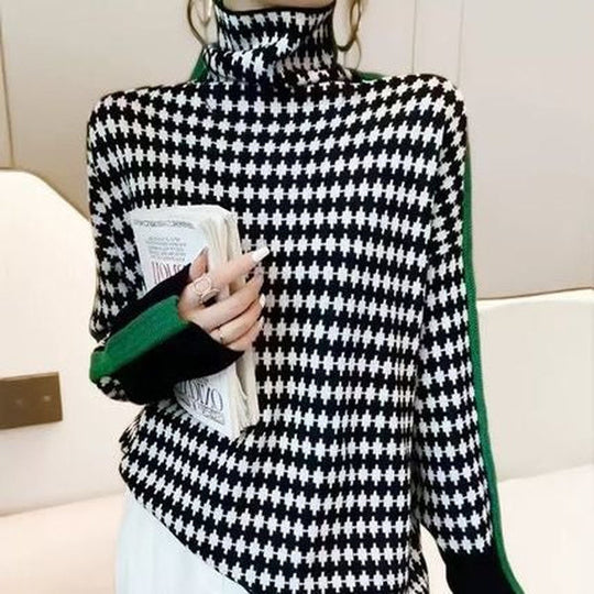 EB | Eleganter Pullover mit schwarz-weißem Karomuster