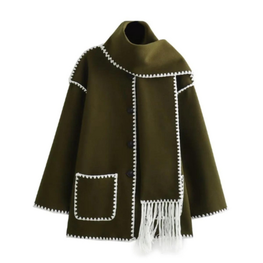 EB | Damen Warmer Lockerer Wickelkragen Mantel Winter