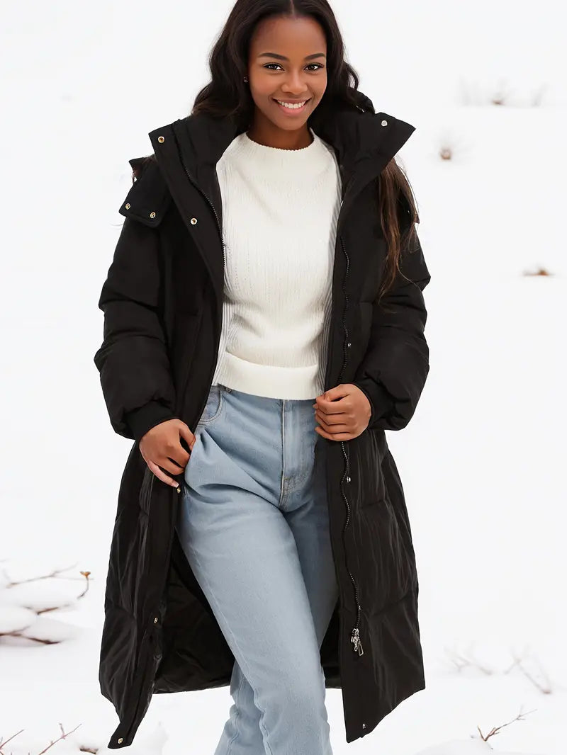 EB | Lang mit Abnehmbarer Kapuze für Damen Ideal für Den Winter