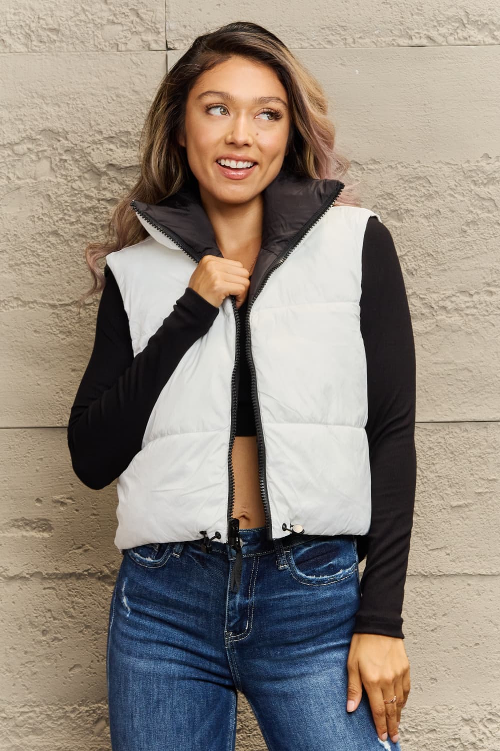 EB | Zip-Up Drawstring Puffer Weste
