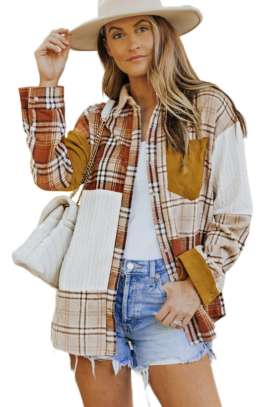 EB | Gitterhemde mit Patchwork-details Baumwollmischung Perfekt für Layering