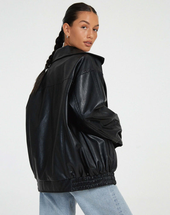 EB | Übergroße Damen Kunstlederjacke