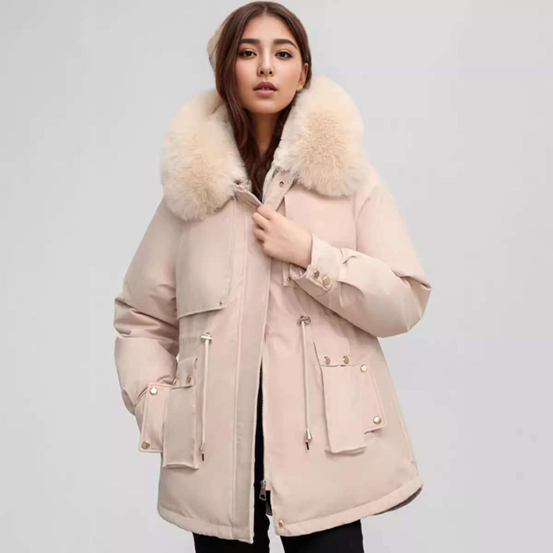 EB | Damen Winter Kunstpelzkragen Mantel