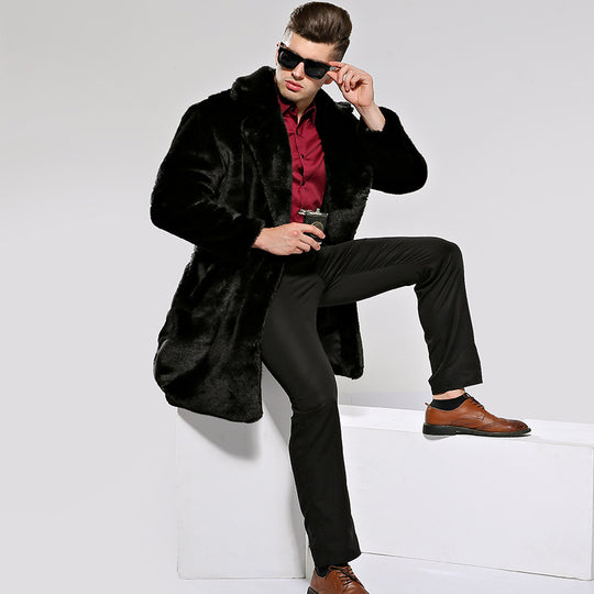 Herren Luxuriöses Kunstpelz-Cape mit voluminösem Kragen und vielseitigem Schnitt EB