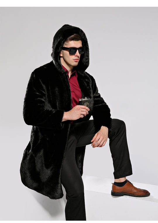 Herren Luxuriöses Kunstpelz-Cape mit voluminösem Kragen und vielseitigem Schnitt EB