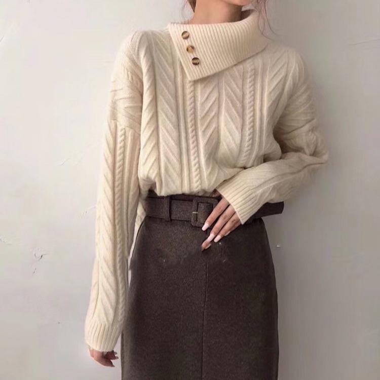 EB | Strickpullover mit Asymmetrischem Kragen Weich und Elegant Zeitloses Design