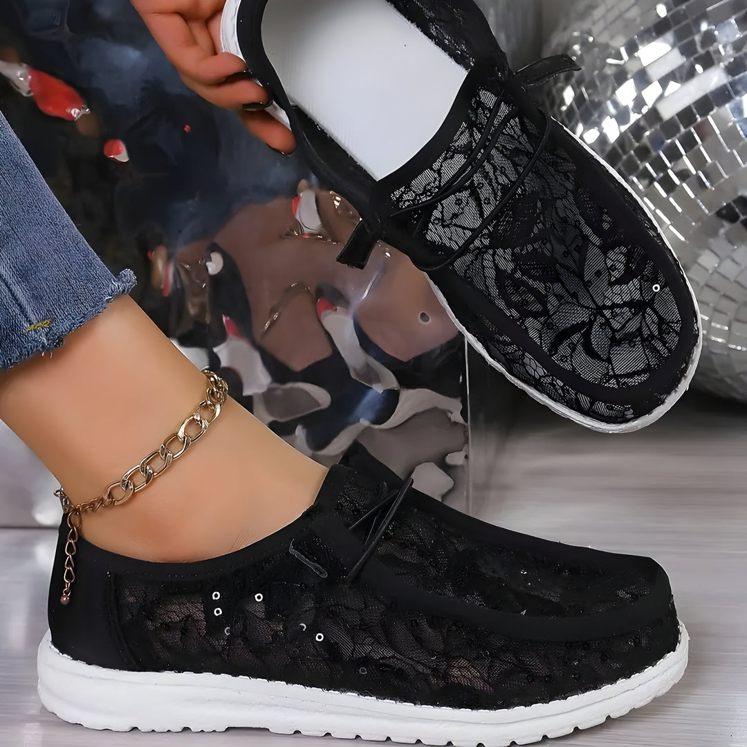 Mia | Damen Mode Spitze Turnschuhe EB