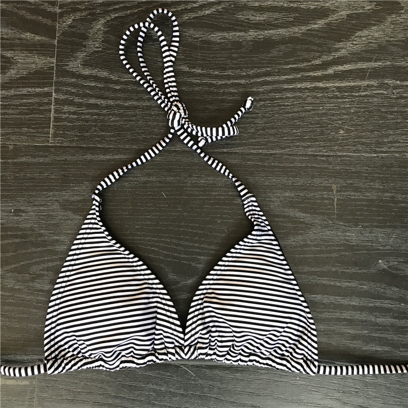 Damen Triangel-Bikini-Set mit klassischem Streifenmuster EB