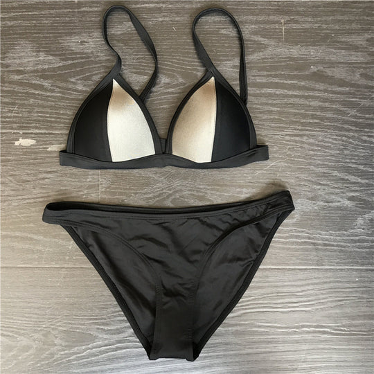 Damen Triangel-Bikini-Set mit modischem Kontrast EB