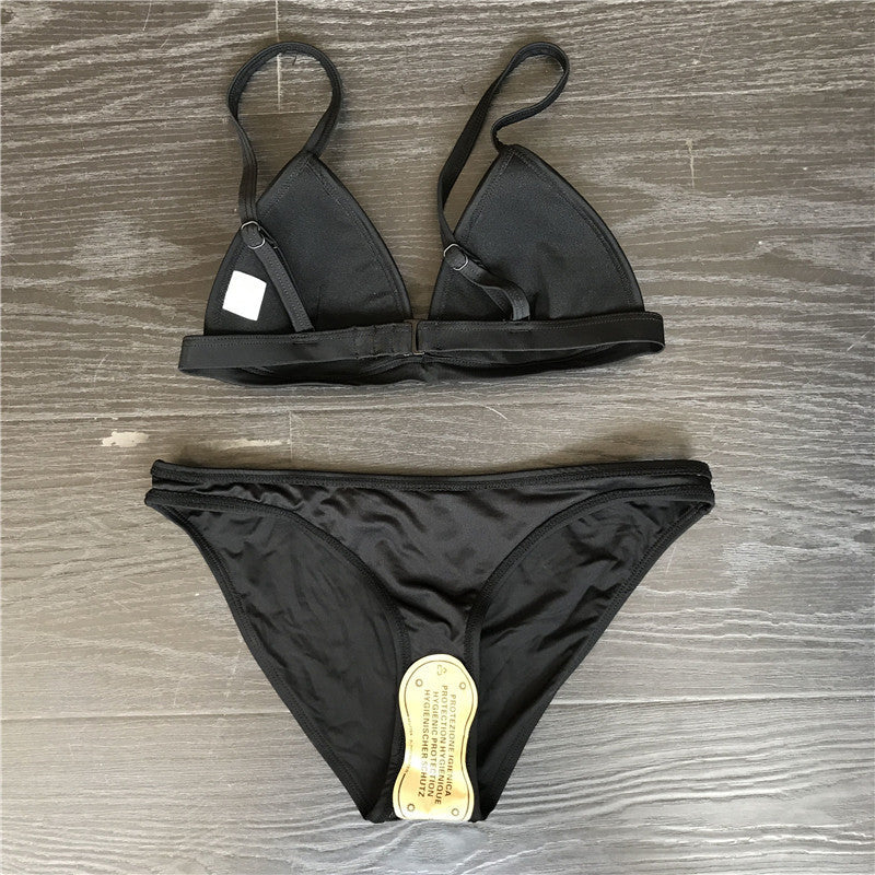 Damen Triangel-Bikini-Set mit modischem Kontrast EB